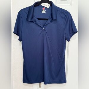 Hanes Sport Cool DRI Performance Polo. Blue 3 Button. Women’s Classic. Size M